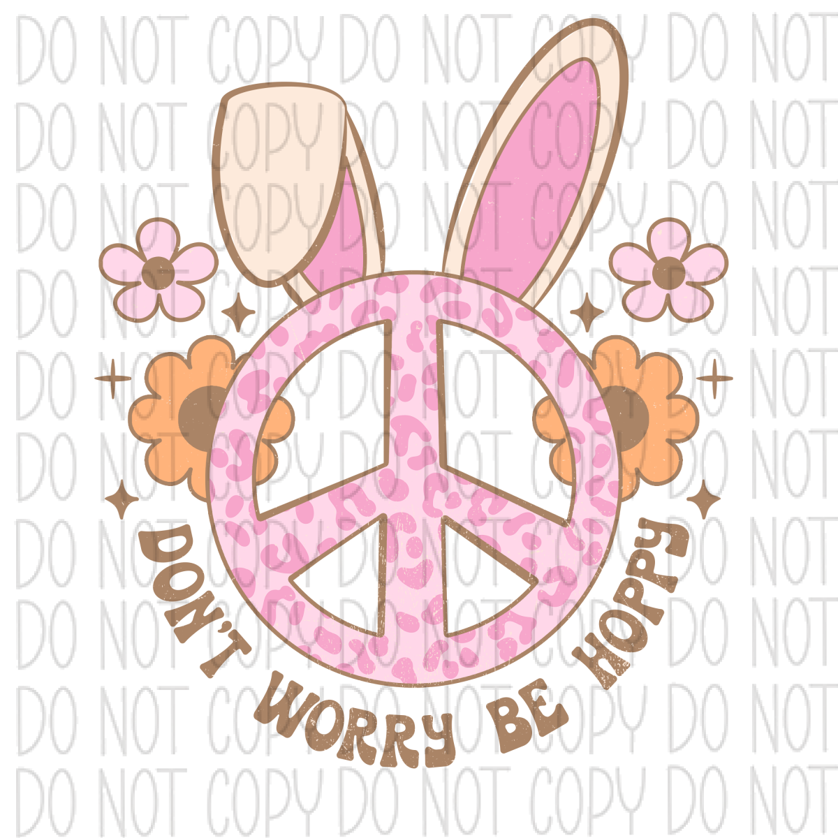 Dont Worry Be Hoppy Peace Bunny Dtf Transfer