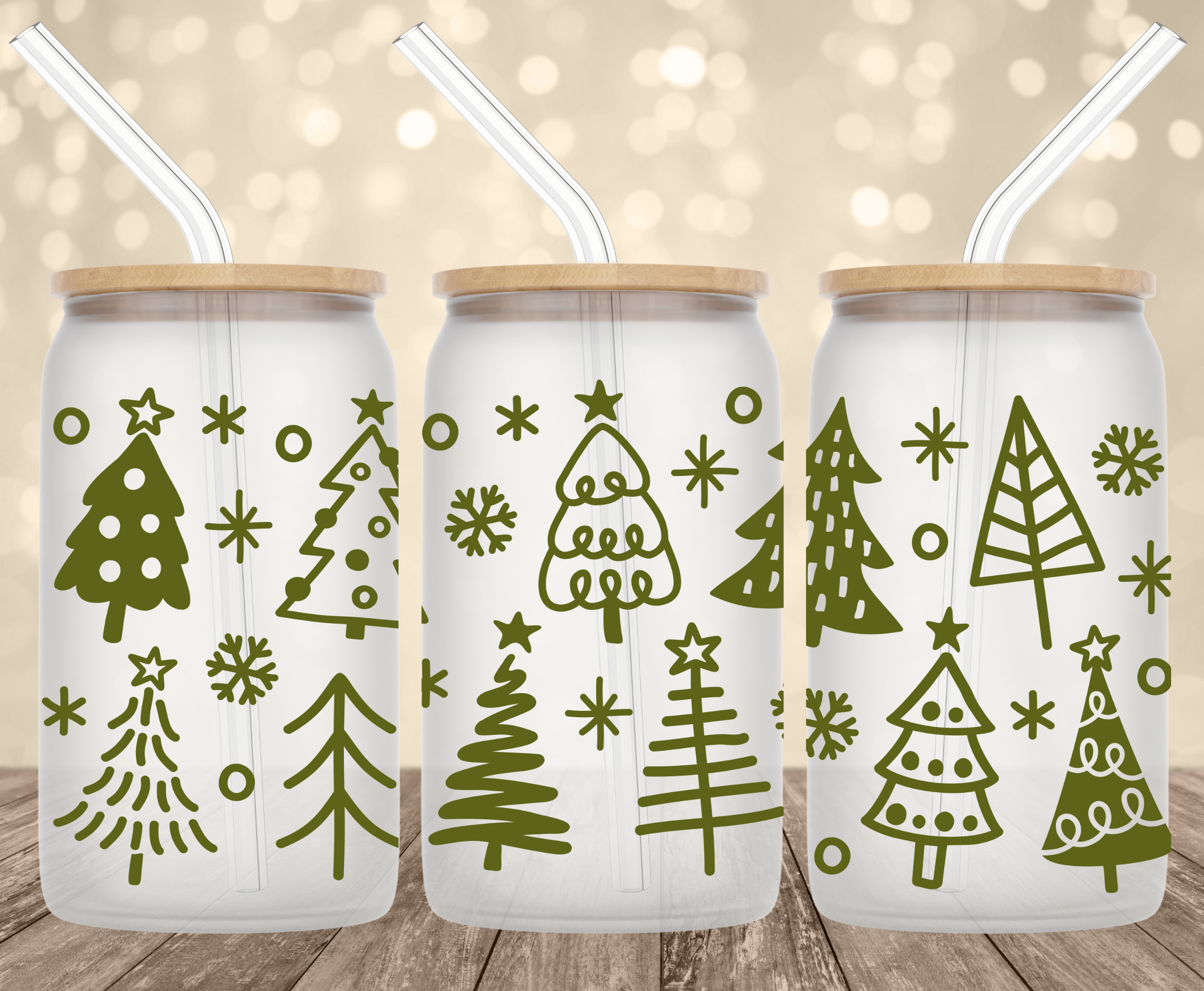 Doodle Trees Uv Transfer For 16 Oz Glass Can