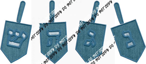 Dreidels Denim 'Fabric' and faux embroidery DTF Transfer - We Print U Press DTF Transfers