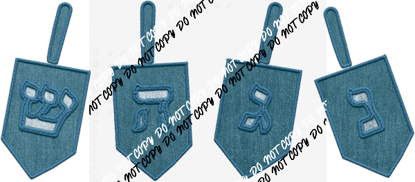 Dreidels Denim 'Fabric' and faux embroidery DTF Transfer - We Print U Press DTF Transfers