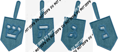 Dreidels Denim 'Fabric' and faux embroidery DTF Transfer - We Print U Press DTF Transfers