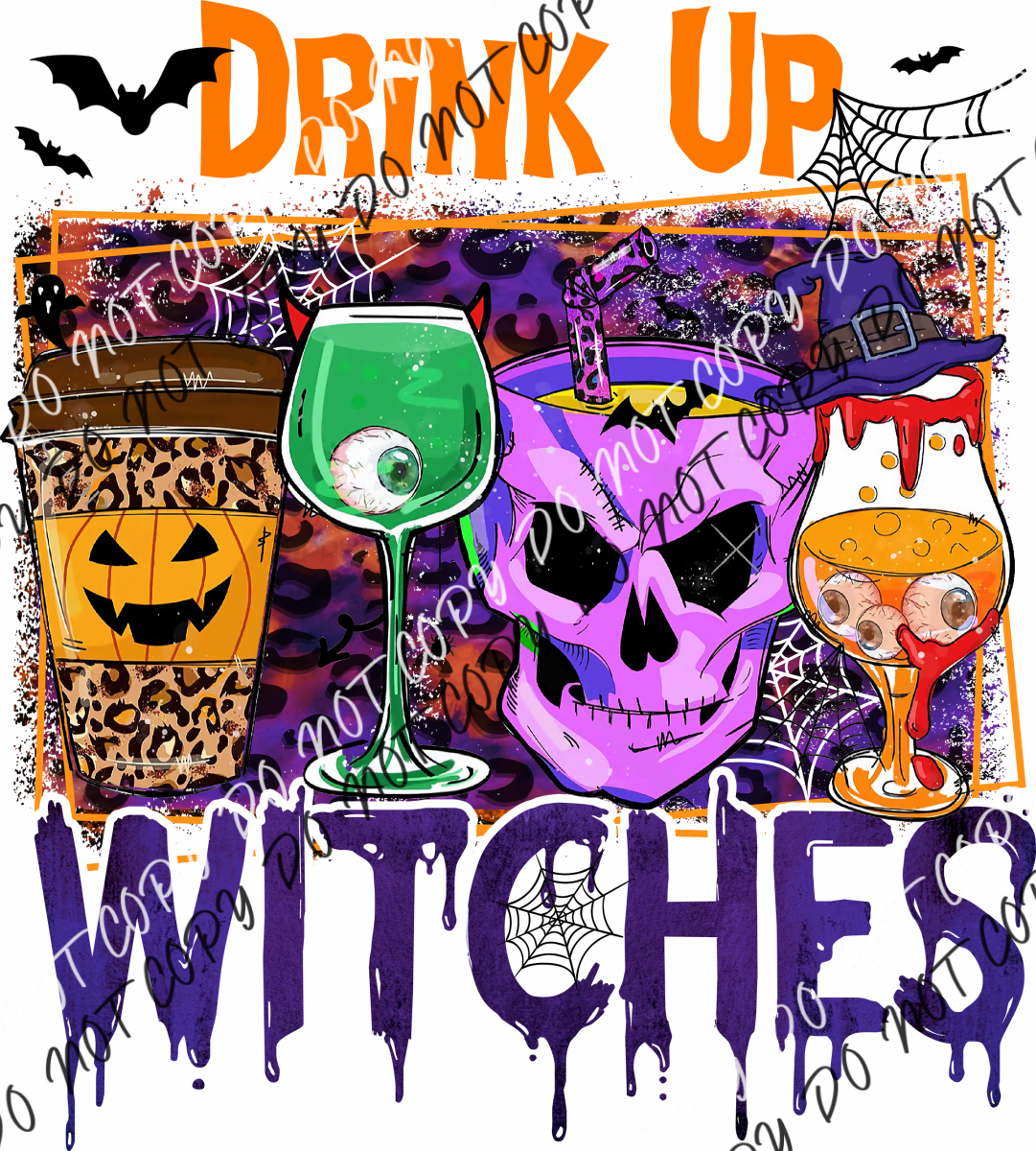 Drink Up Witches Purple Skull Dtf Transfer