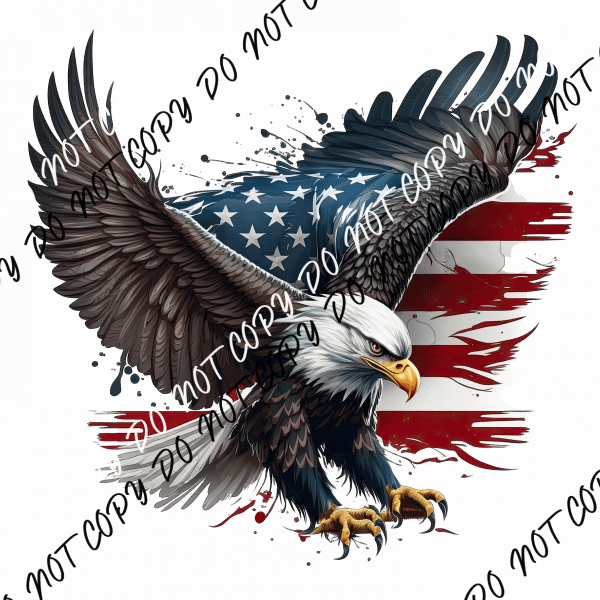 Eagle with American Flag Watercolor DTF Transfer - We Print U Press DTF Transfers