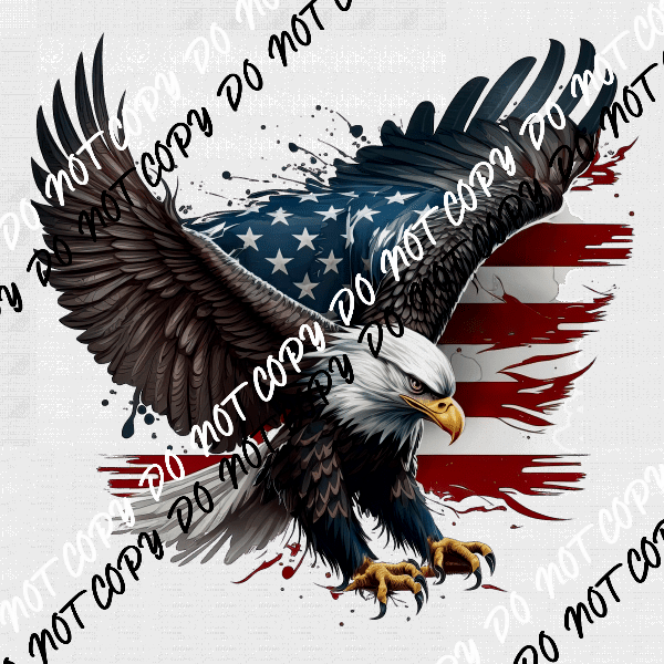 Eagle with American Flag Watercolor DTF Transfer - We Print U Press DTF Transfers