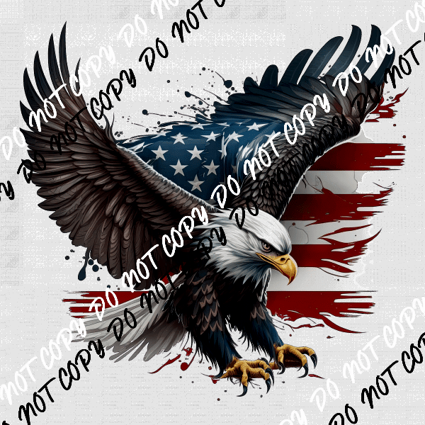 Eagle with American Flag Watercolor DTF Transfer - We Print U Press DTF Transfers