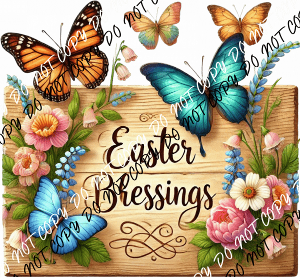 Easter Blessings Butterflies DTF Transfer - We Print U Press DTF Transfers