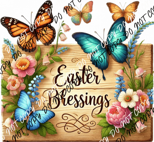 Easter Blessings Butterflies DTF Transfer - We Print U Press DTF Transfers