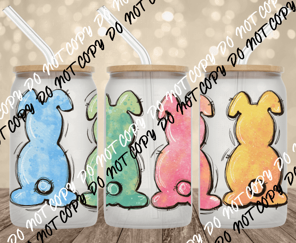 Easter Bunnies UV Transfer for 16 oz Glass Can - We Print U Press DTF Transfers