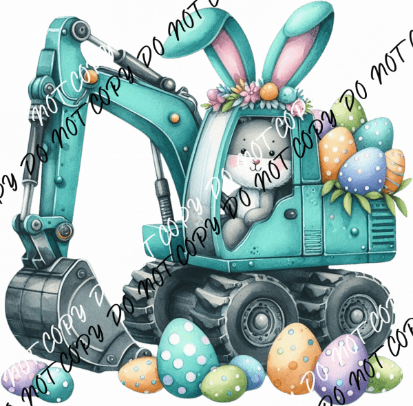 Easter Bunny Excavator DTF Transfer - We Print U Press DTF Transfers