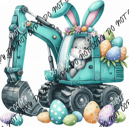Easter Bunny Excavator DTF Transfer - We Print U Press DTF Transfers