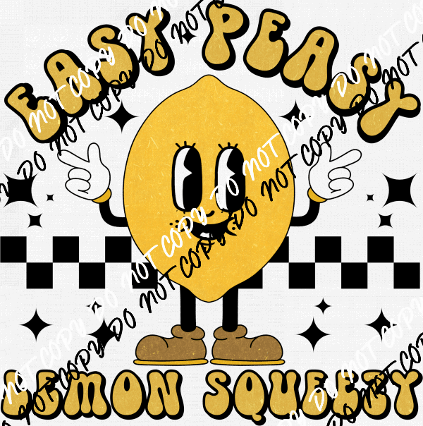 Easy Peasy Lemon Squeezy Checkered DTF Transfer - We Print U Press DTF Transfers