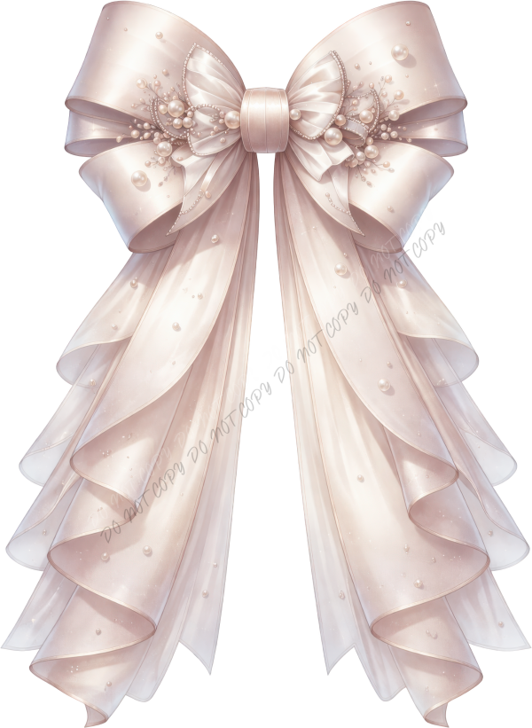 Elegant Pearl Bow DTF Transfer RTP DTF Transfers