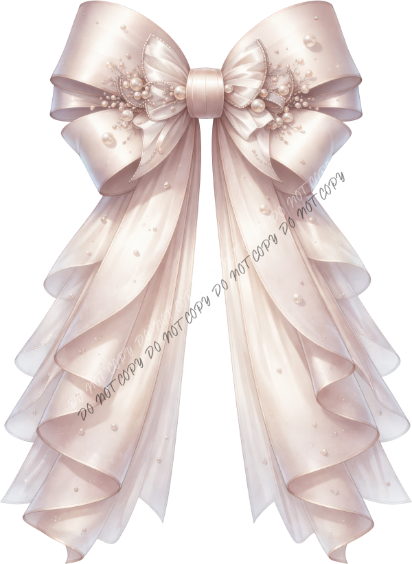Elegant Pearl Bow DTF Transfer RTP DTF Transfers