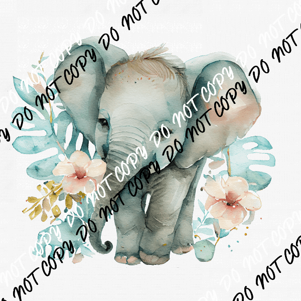 Elephant Floral Watercolor DTF Transfer - We Print U Press DTF Transfers