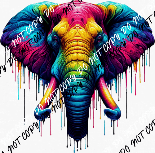 Elephant Head Color Drip DTF Transfer - We Print U Press DTF Transfers