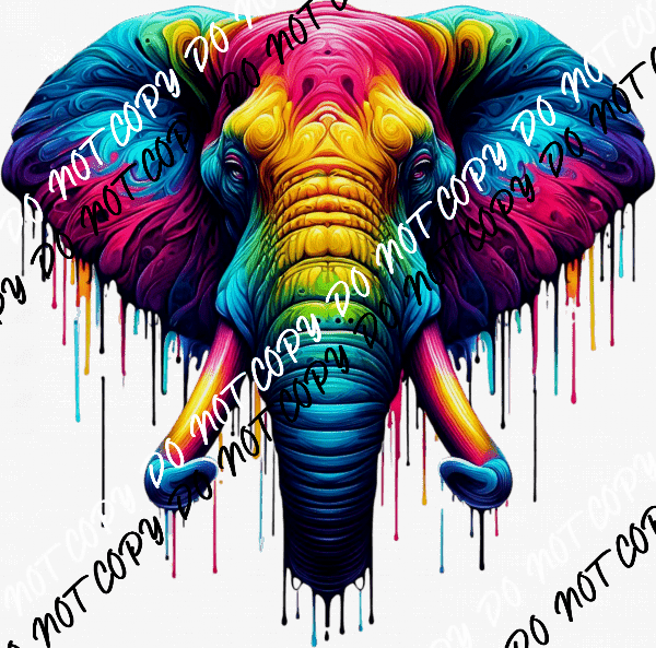 Elephant Head Color Drip DTF Transfer - We Print U Press DTF Transfers