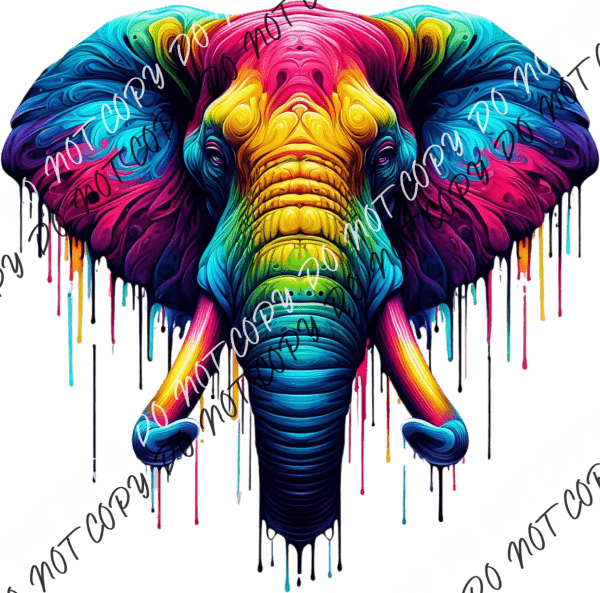 Elephant Head Color Drip Dtf Transfer Rtp Transfers