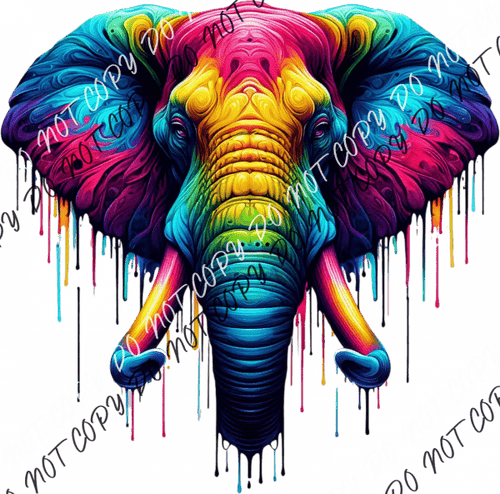 Elephant Head Color Drip Dtf Transfer Rtp Transfers