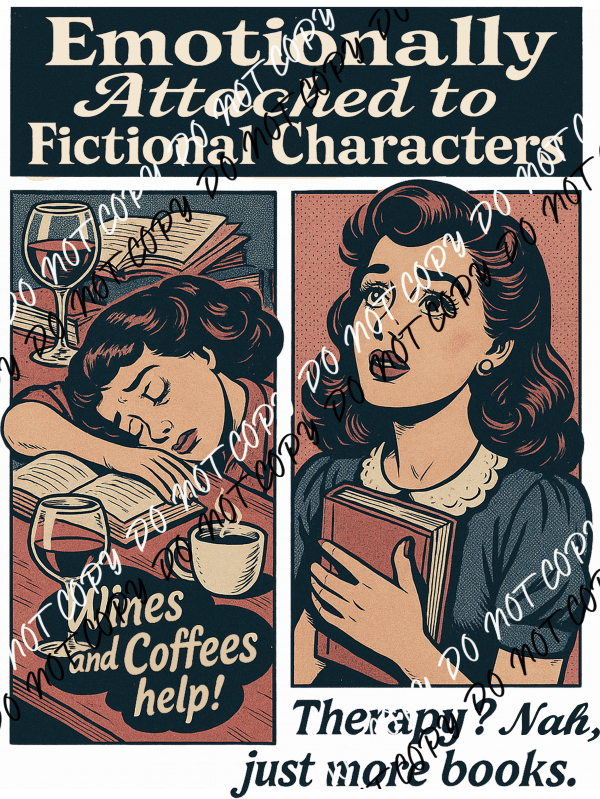 Emotionally Attached to Fictional Characters Comic DTF Transfer - We Print U Press DTF Transfers