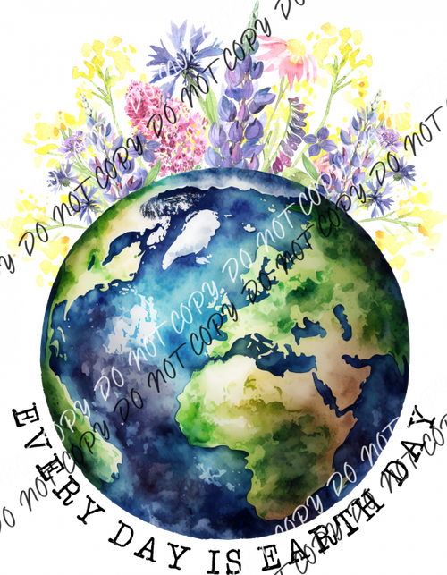 Every Day Is Earth Floral Globe Dtf Transfer Rtp Transfers