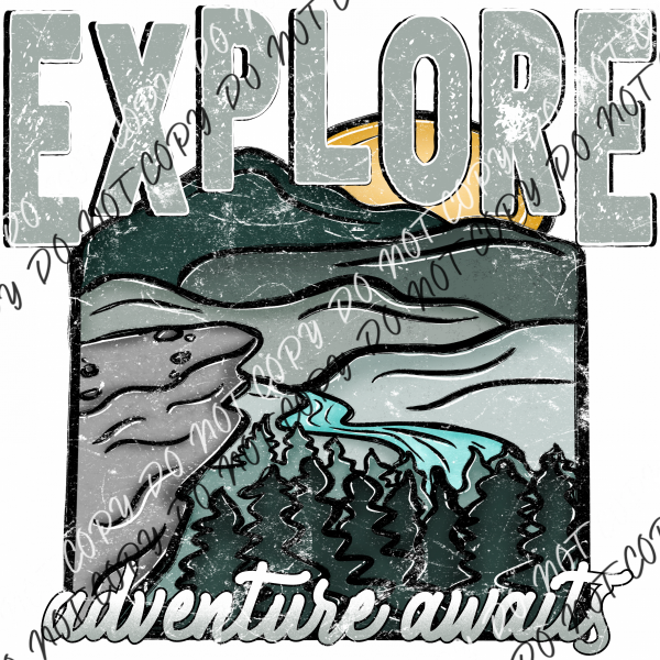 Explore Adventure Awaits Mountains Distressed Dtf Transfer Rtp Transfers