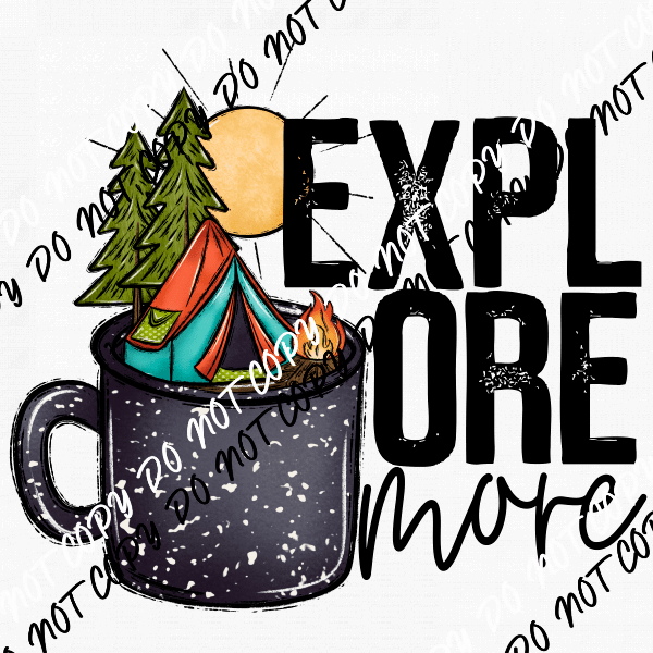 Explore More Mug with Camp Scene DTF Transfer - We Print U Press DTF Transfers
