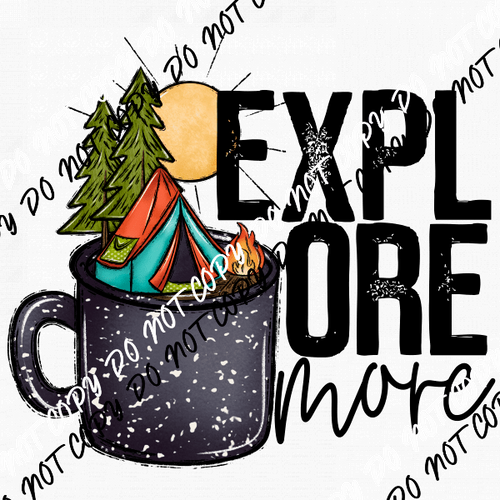 Explore More Mug with Camp Scene DTF Transfer - We Print U Press DTF Transfers