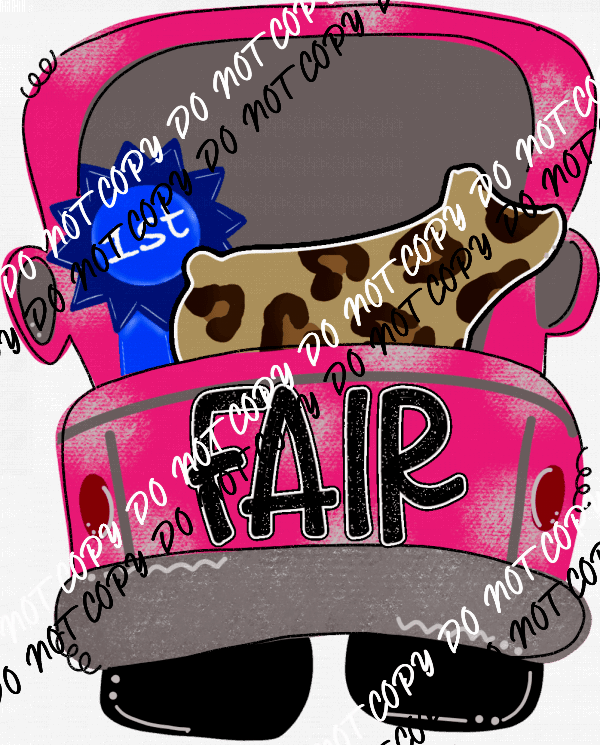 Fair 1st Place Pink Car with Pig DTF Transfer - We Print U Press DTF Transfers