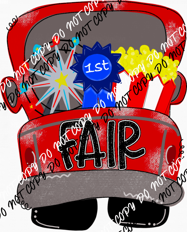 Fair 1st Place Red Car with Popcorn DTF Transfer - We Print U Press DTF Transfers