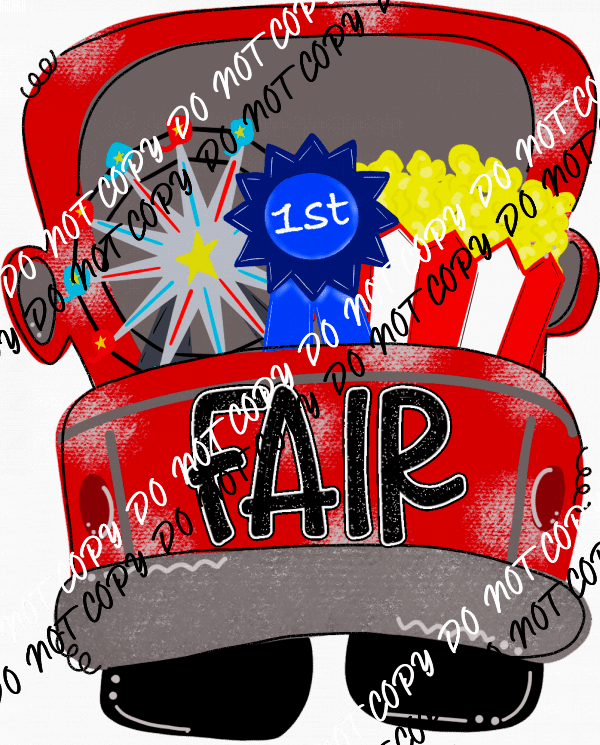 Fair 1st Place Red Car with Popcorn DTF Transfer - We Print U Press DTF Transfers