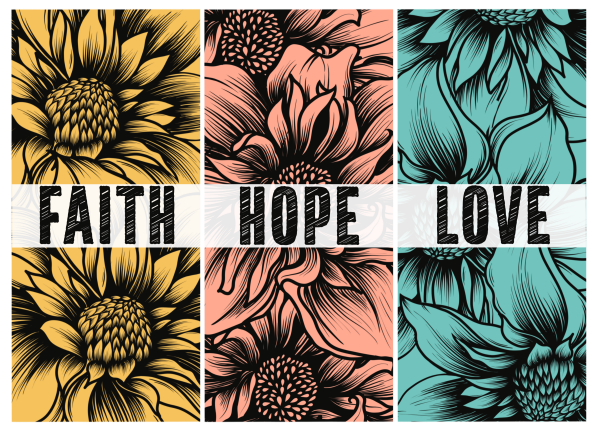 Faith Hope Love DTF Flowers Transfer RTP DTF Transfers