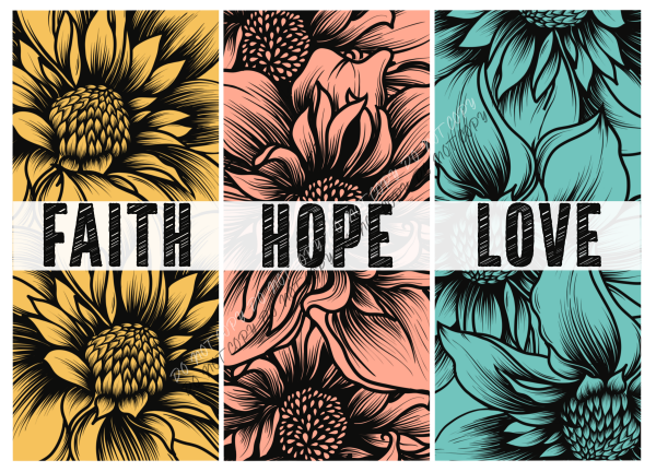 Faith Hope Love DTF Flowers Transfer RTP DTF Transfers