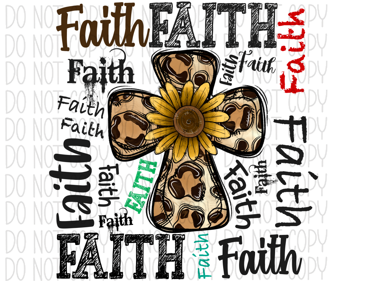 Faith Word Square Cross Dtf Transfer