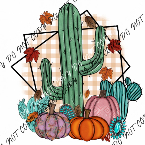 Fall Cactus And Pumpkins Dtf Transfer Transfers