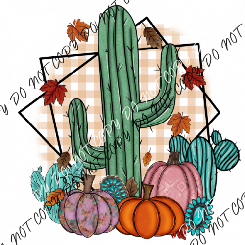 Fall Cactus And Pumpkins Dtf Transfer Transfers