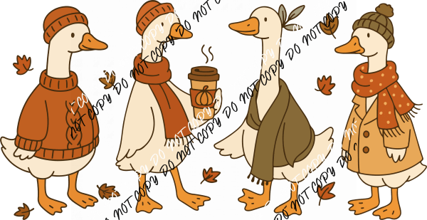 Fall Fashion Ducks DTF Transfer - We Print U Press DTF Transfers