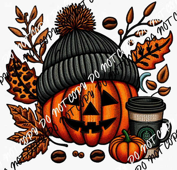 Fall Faves Cozy Pumpkin Faux Embroidery DTF Transfer - We Print U Press DTF Transfers