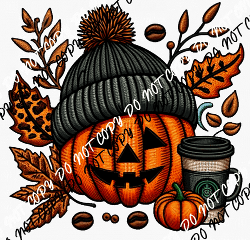 Fall Faves Cozy Pumpkin Faux Embroidery DTF Transfer - We Print U Press DTF Transfers