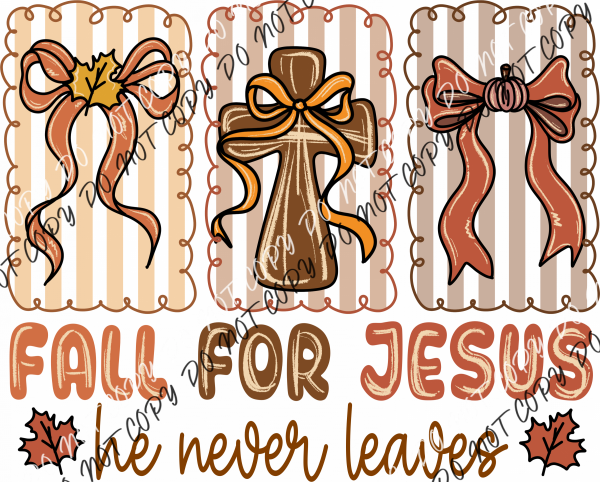 Fall for Jesus Autumn Bows DTF Transfer RTP DTF Transfers