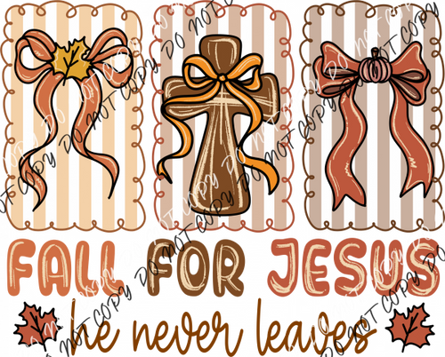 Fall for Jesus Autumn Bows DTF Transfer RTP DTF Transfers
