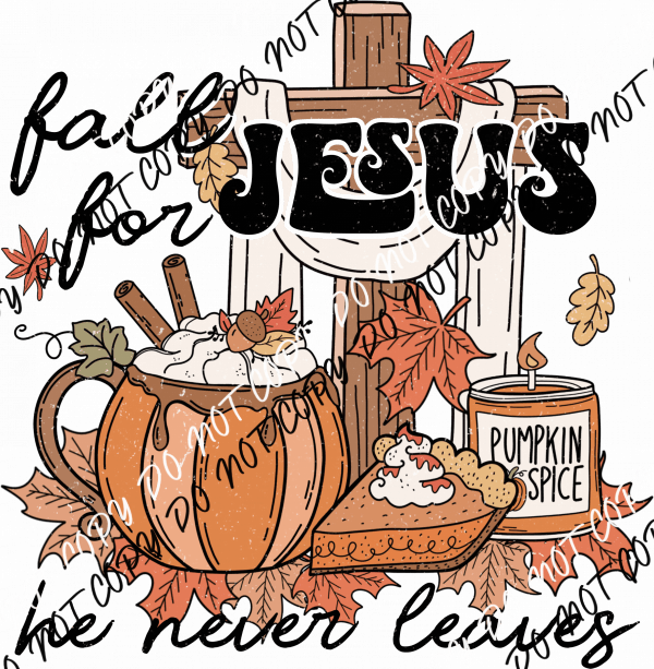 Fall for Jesus Cross and Autumn DTF Transfer - We Print U Press DTF Transfers