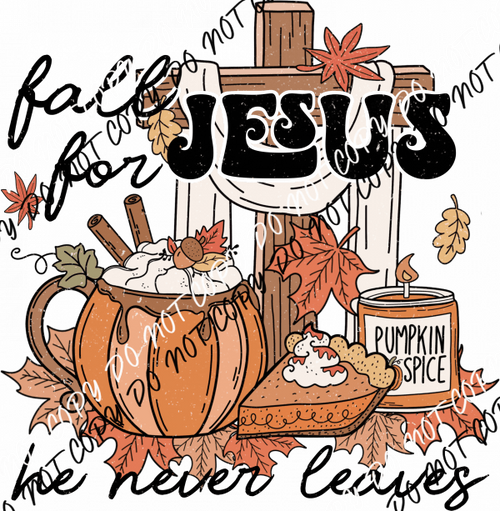 Fall for Jesus Cross and Autumn DTF Transfer - We Print U Press DTF Transfers