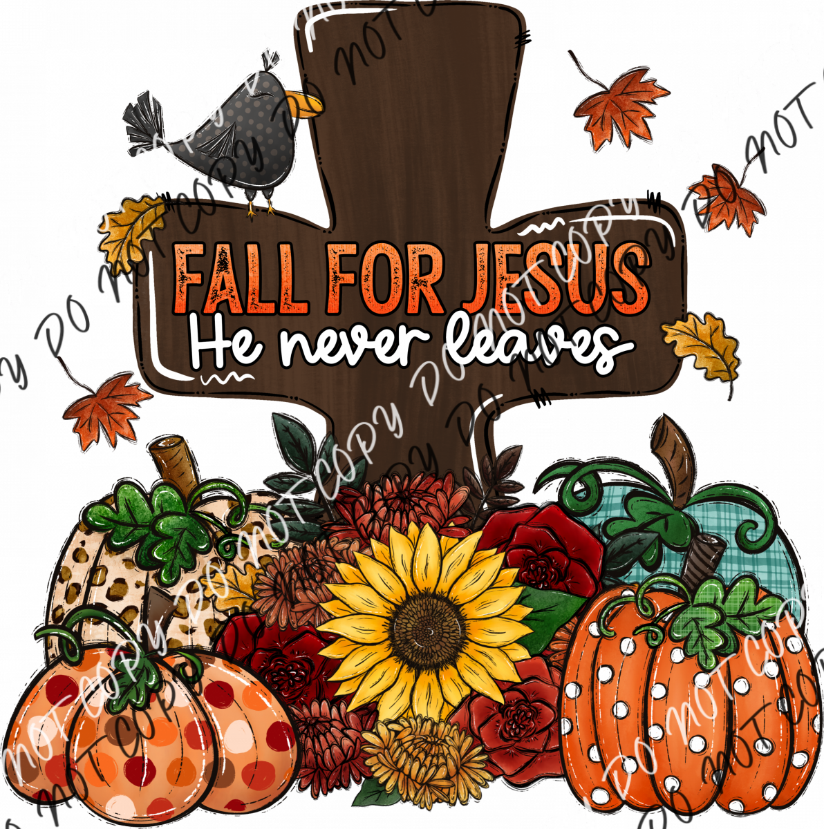 Fall For Jesus He Never Leaves Cross Dtf Transfer