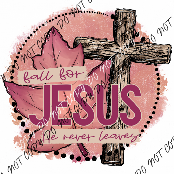 Fall For Jesus Pink Leaf Dtf Transfer Transfers