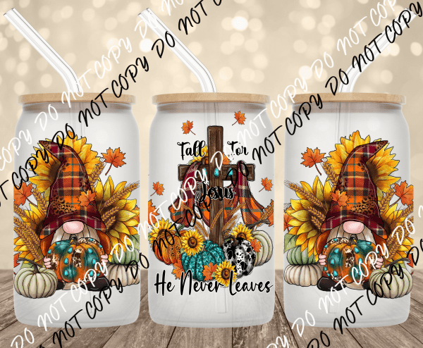 Fall for Jesus UV Transfer for 16 oz Glass Can - We Print U Press DTF Transfers