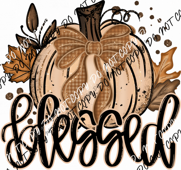 Fall Glitter Pumpkin Blessed DTF Transfer - We Print U Press DTF Transfers