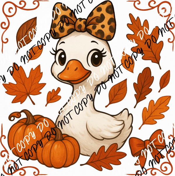 Fall Goose with Leopard Bow DTF Transfer - We Print U Press DTF Transfers