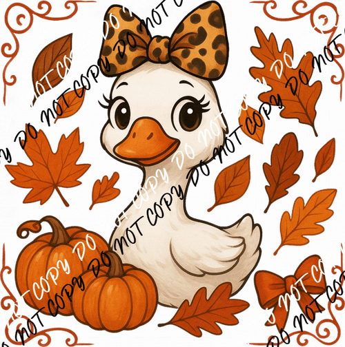 Fall Goose with Leopard Bow DTF Transfer - We Print U Press DTF Transfers
