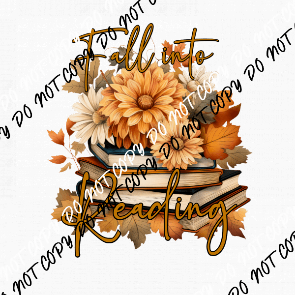 Fall into Reading Book Stack DTF Transfer - We Print U Press DTF Transfers