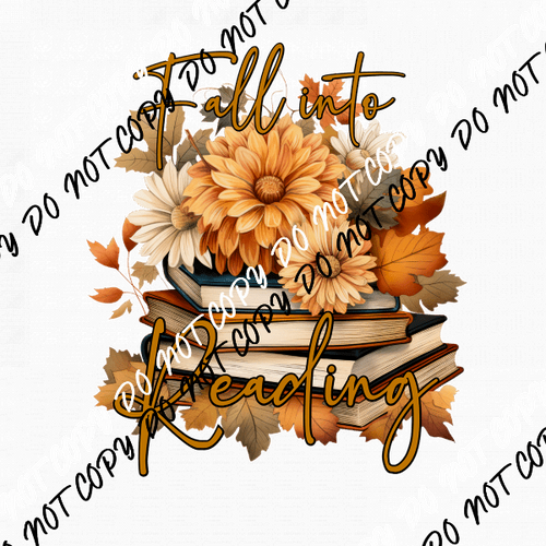 Fall into Reading Book Stack DTF Transfer - We Print U Press DTF Transfers